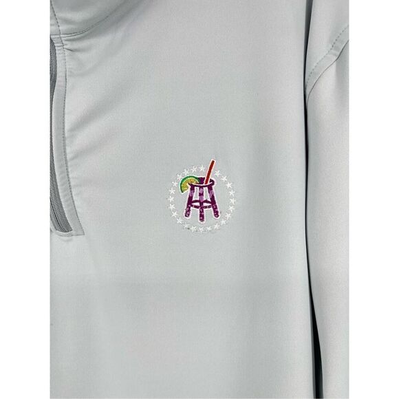 Peter Millar Perth Performance 1/4 Zip Barstool Sports British Grey Size XL EUC - Picture 2 of 11